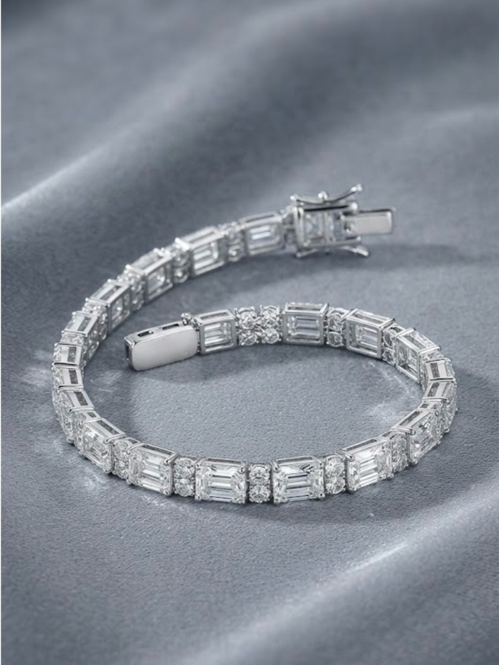 23.92 carat lab grown diamond tennis bracelet , set on platinum , 22.56 grams